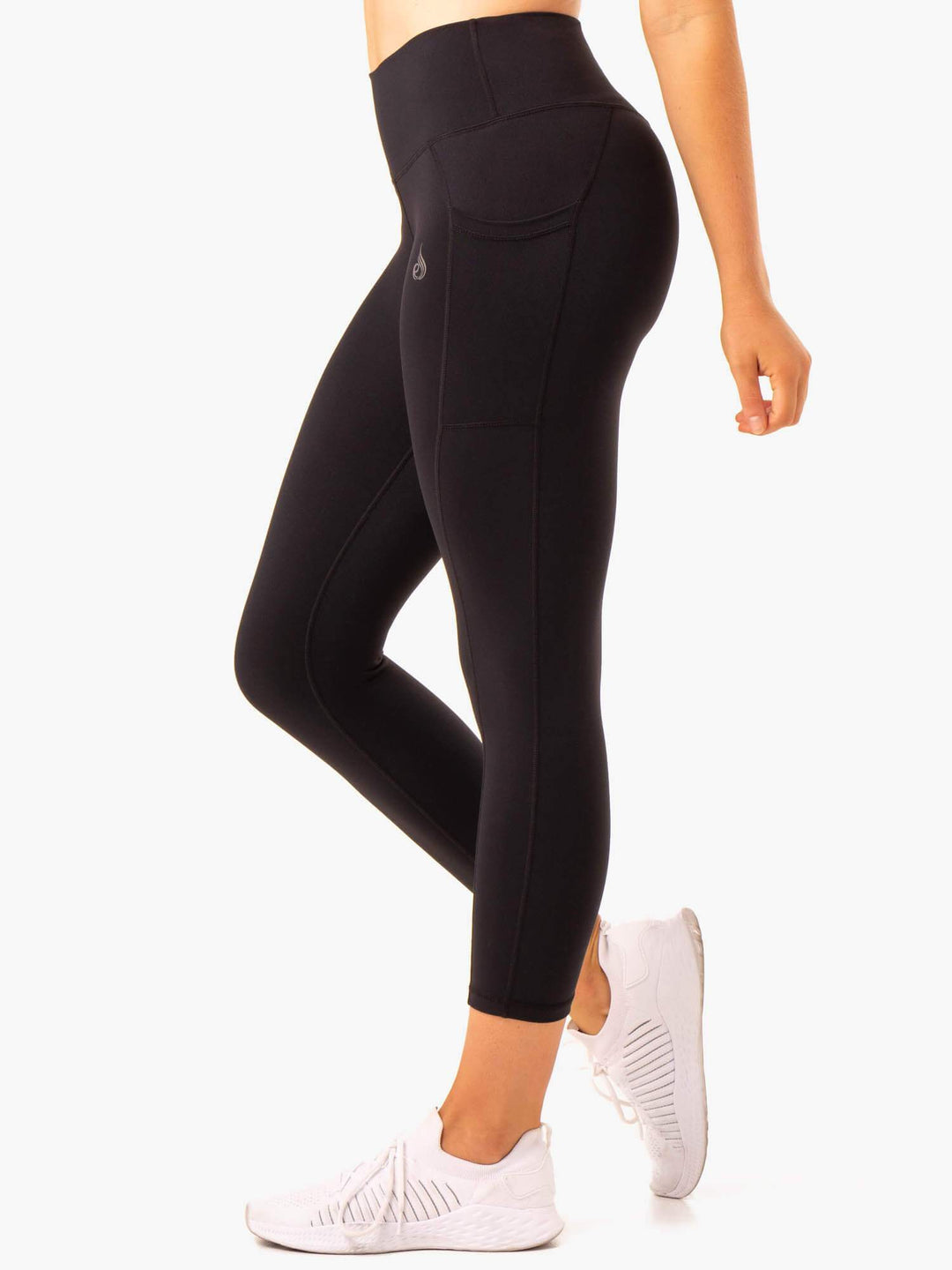 Action High Waisted 7/8 Pocket Leggings - Black Clothing Ryderwear 