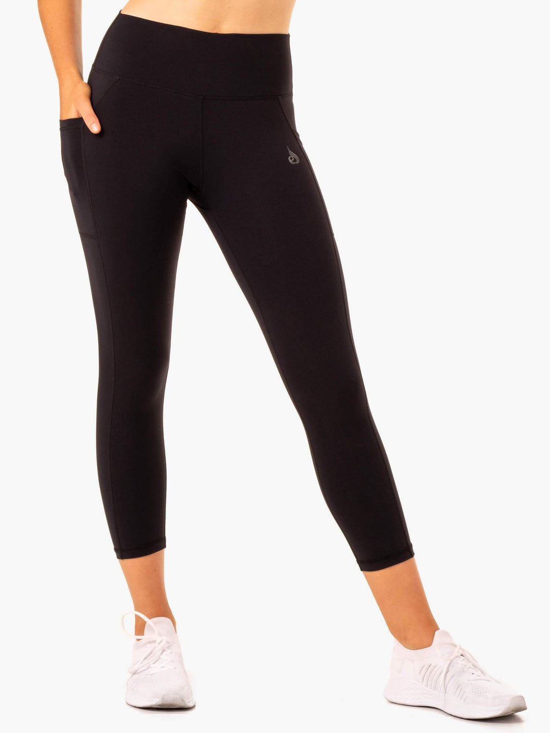 Action High Waisted 7/8 Pocket Leggings - Black Clothing Ryderwear 