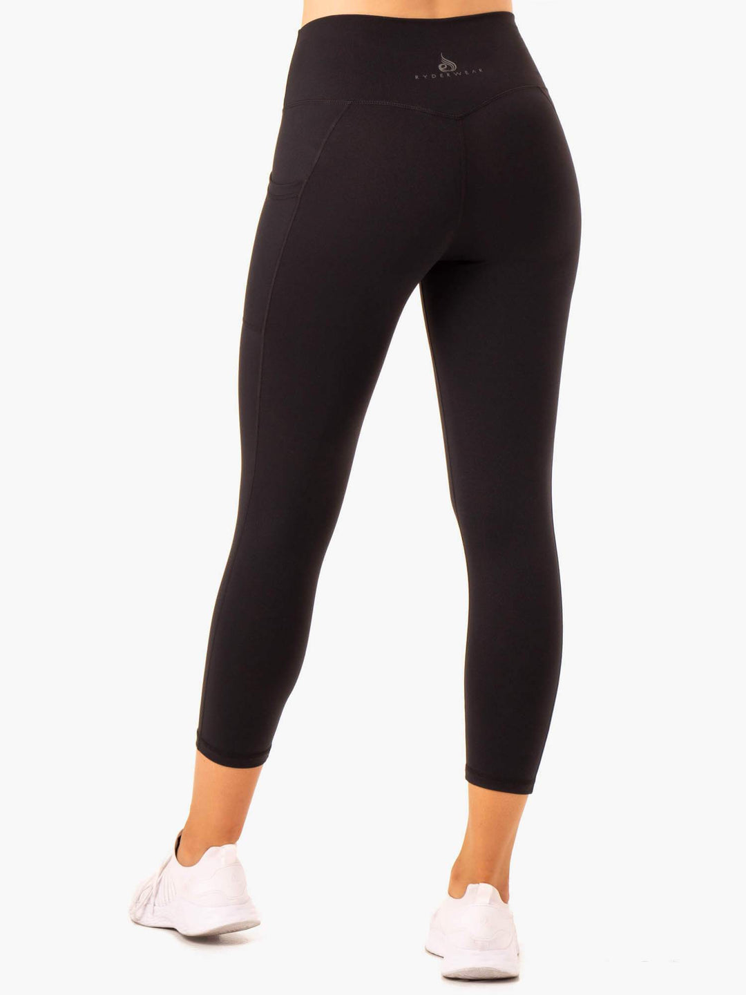 Action High Waisted 7/8 Pocket Leggings - Black Clothing Ryderwear 