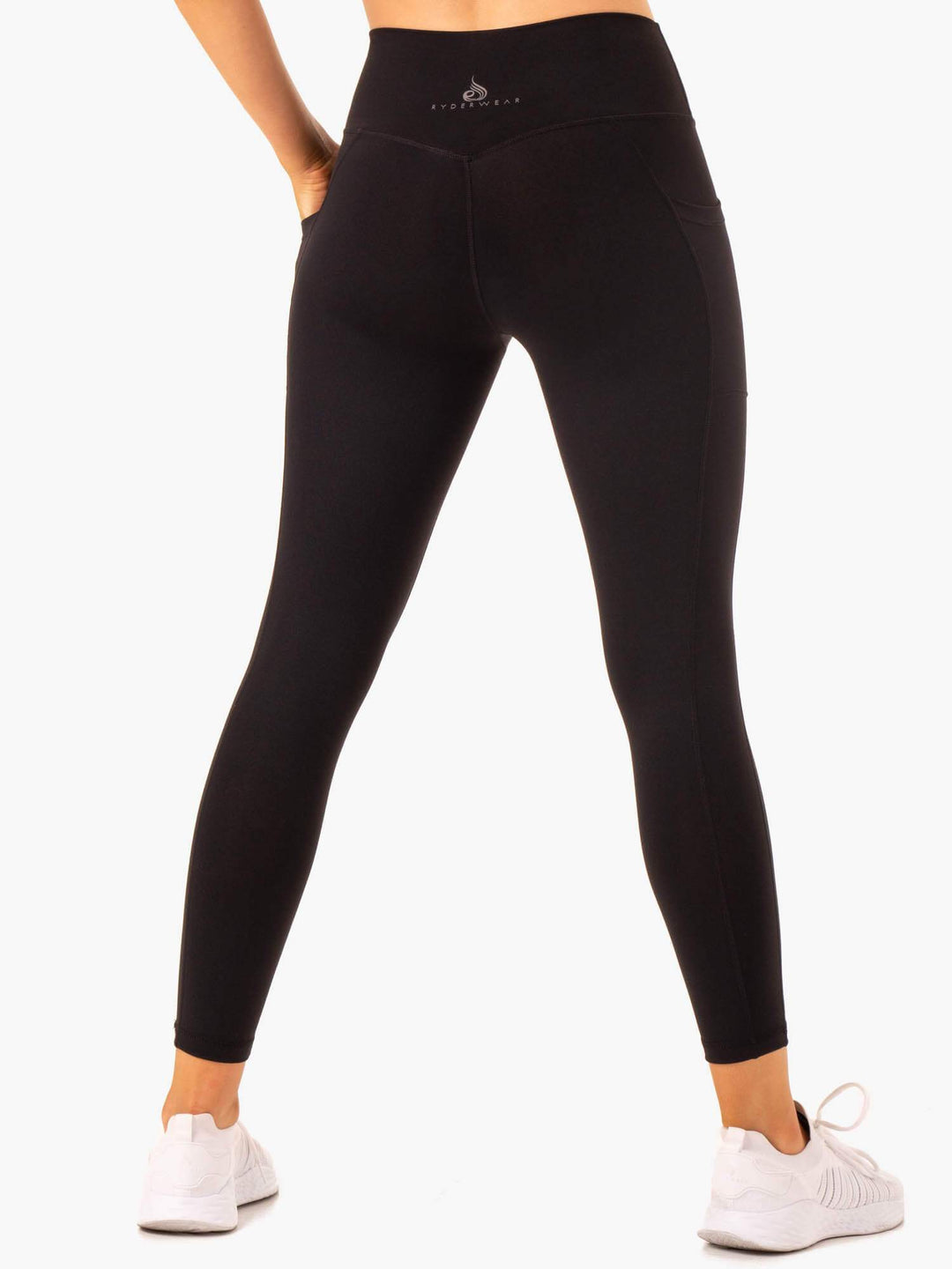 Action High Waisted Pocket Leggings - Black Clothing Ryderwear 