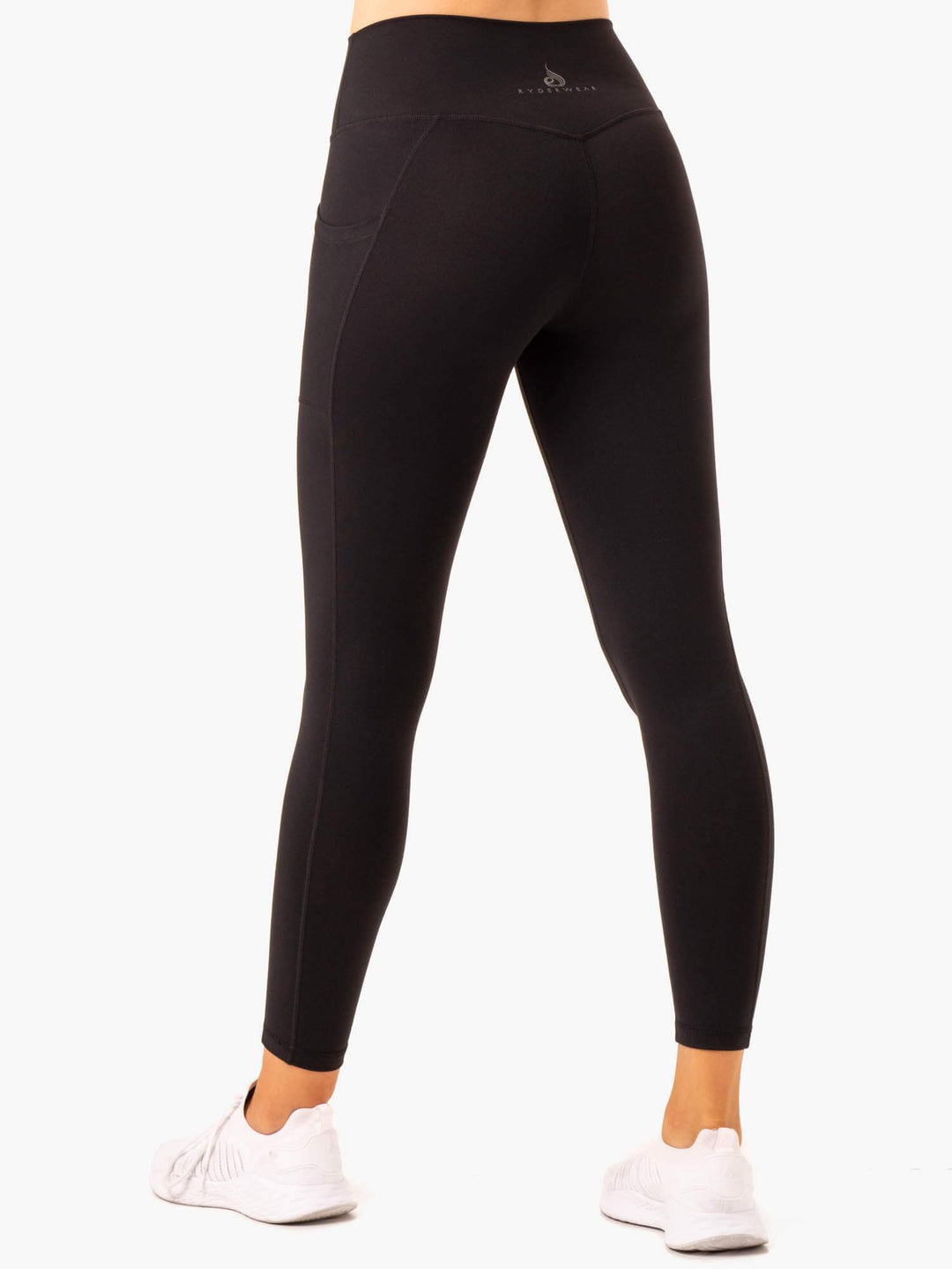 Action High Waisted Pocket Leggings - Black Clothing Ryderwear 