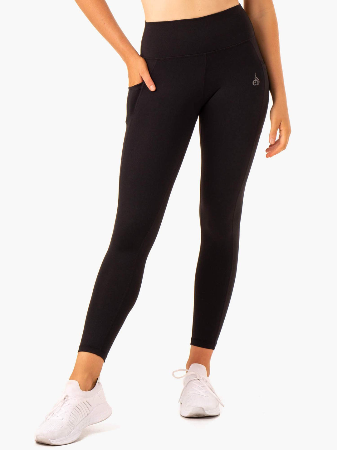 Action High Waisted Pocket Leggings - Black Clothing Ryderwear 