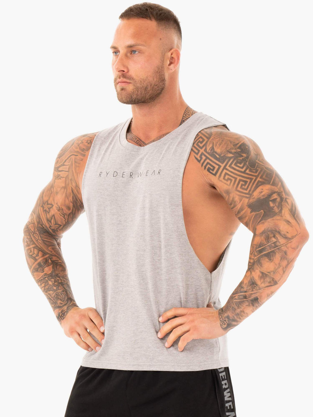 Active Cotton Baller Tank - Grey Marl Clothing Ryderwear 