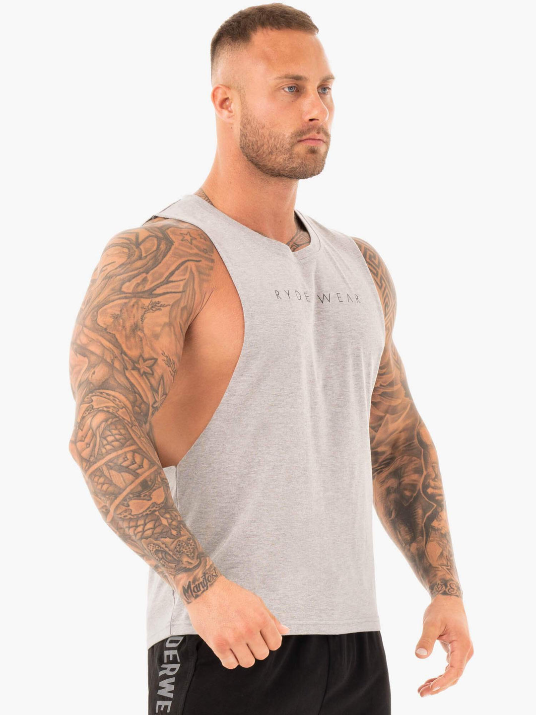 Active Cotton Baller Tank - Grey Marl Clothing Ryderwear 