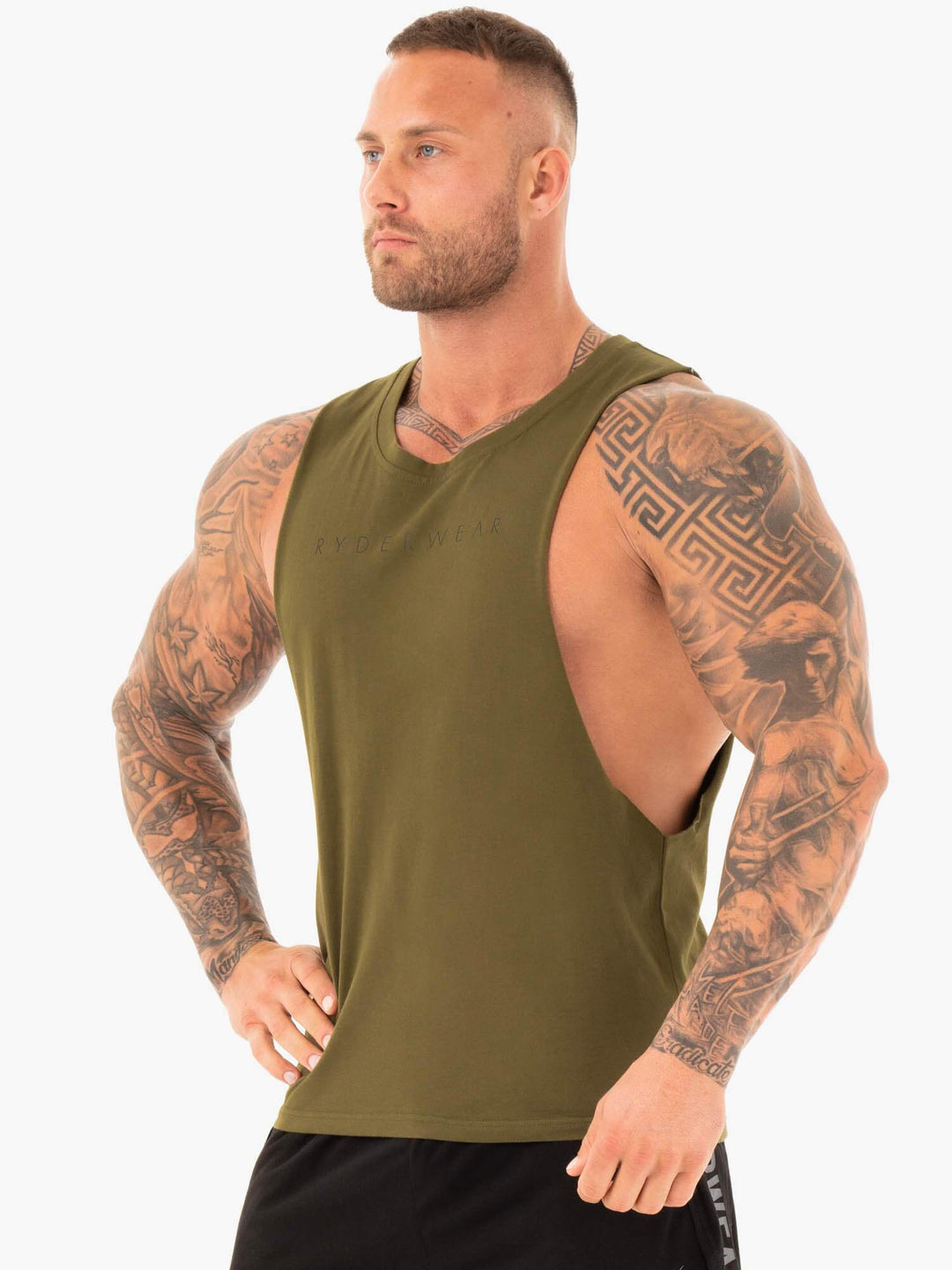 Active Cotton Baller Tank - Khaki Clothing Ryderwear 