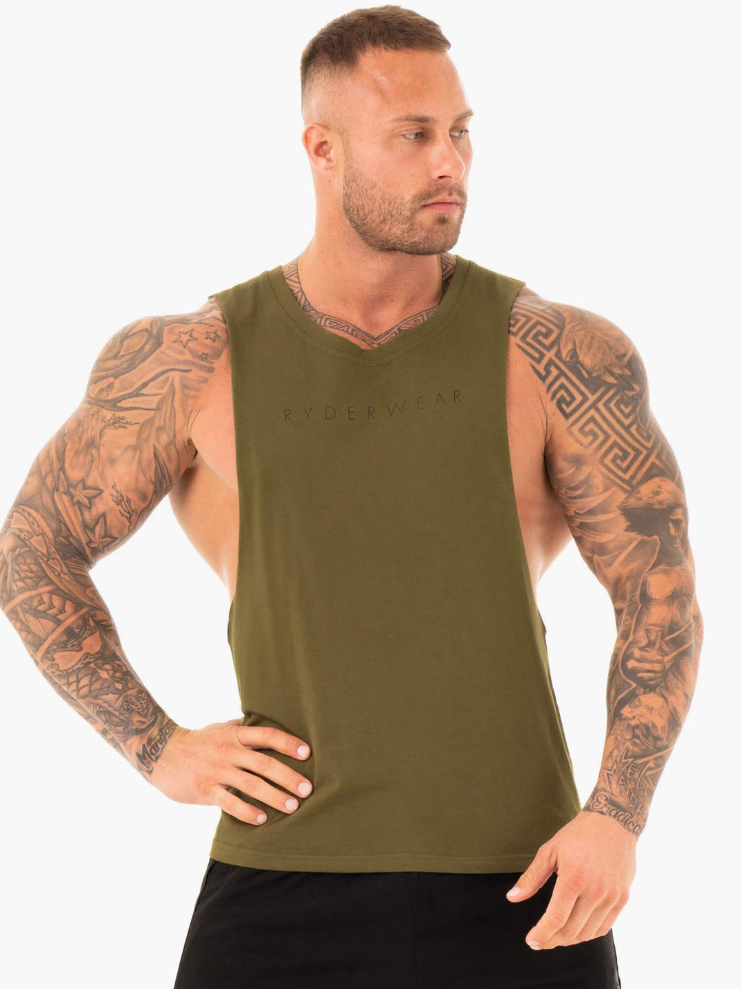 Active Cotton Baller Tank - Khaki Clothing Ryderwear 