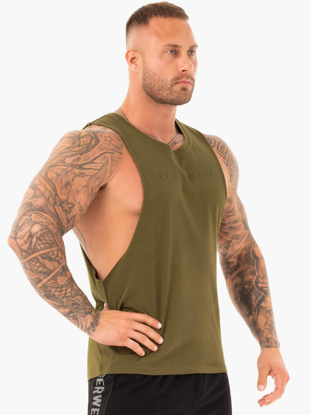 Active Cotton Baller Tank - Khaki Clothing Ryderwear 