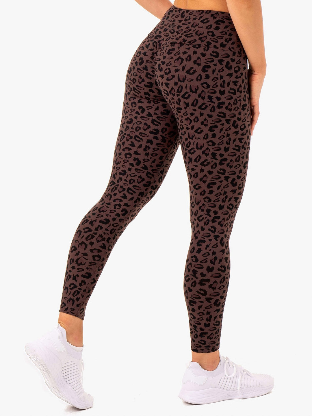 Adapt High Waisted Scrunch Leggings - Chocolate Leopard Clothing Ryderwear 