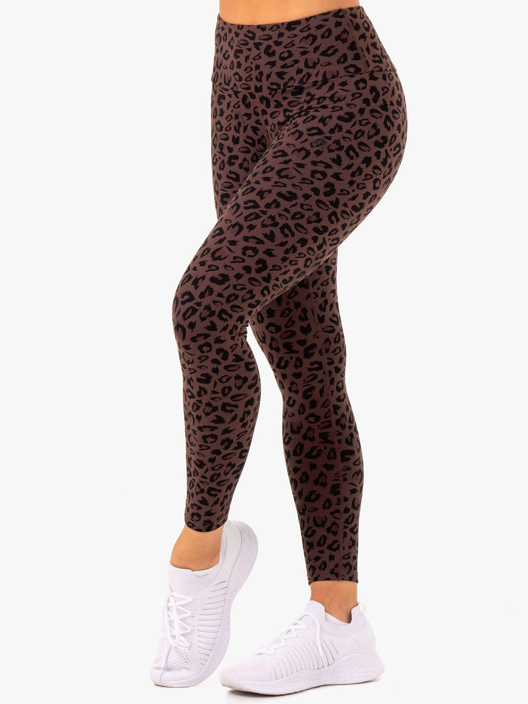 Adapt High Waisted Scrunch Leggings - Chocolate Leopard Clothing Ryderwear 