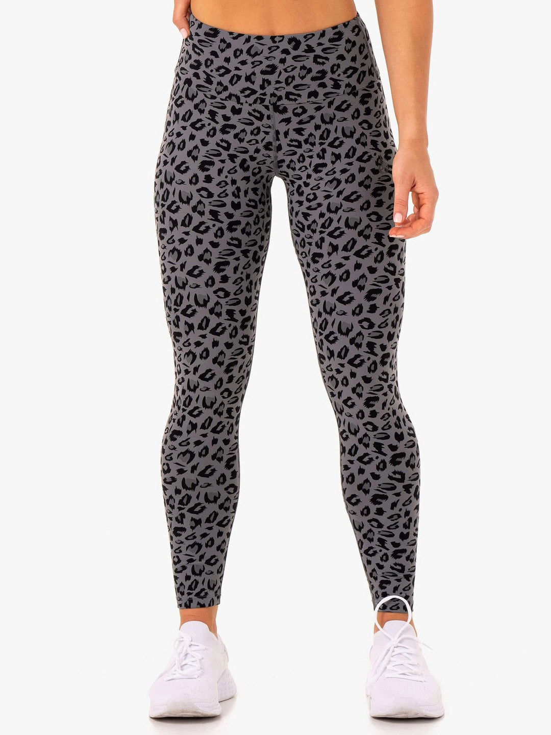 Adapt High Waisted Scrunch Leggings - Grey Leopard Clothing Ryderwear 