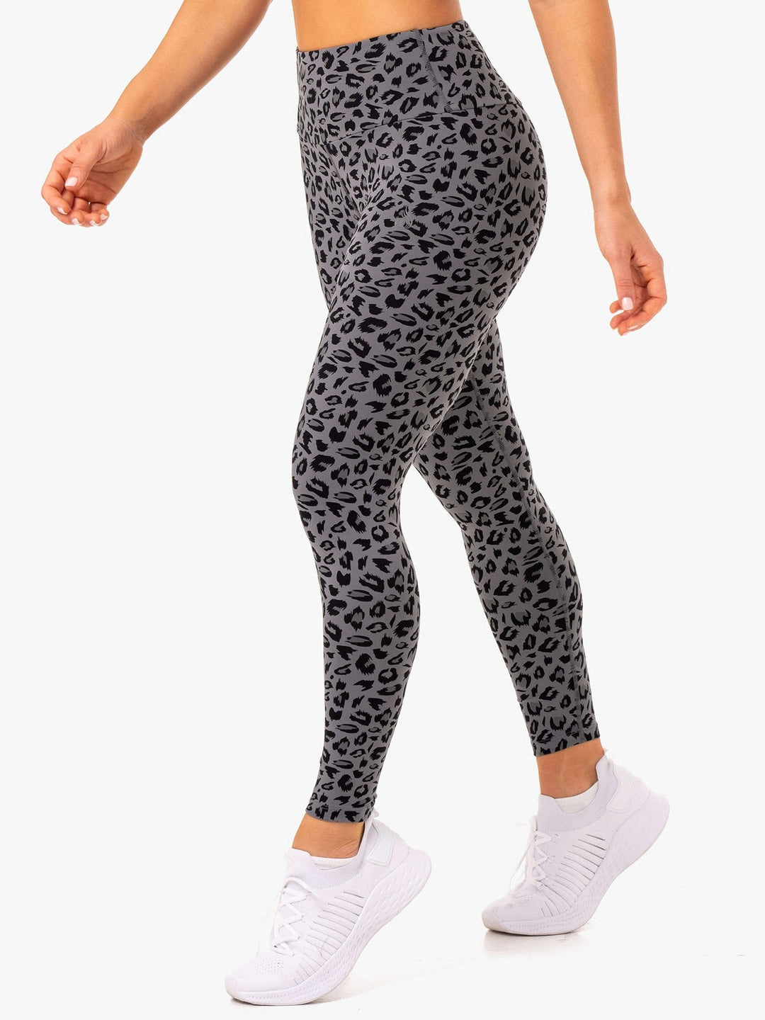 Adapt High Waisted Scrunch Leggings - Grey Leopard Clothing Ryderwear 