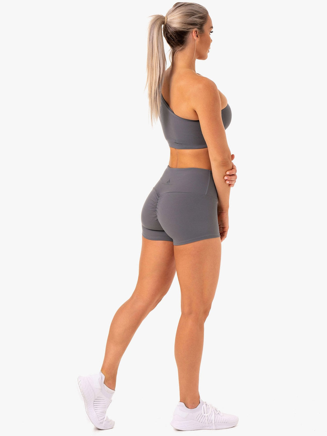 Adapt High Waisted Scrunch Shorts - Grey Clothing Ryderwear 