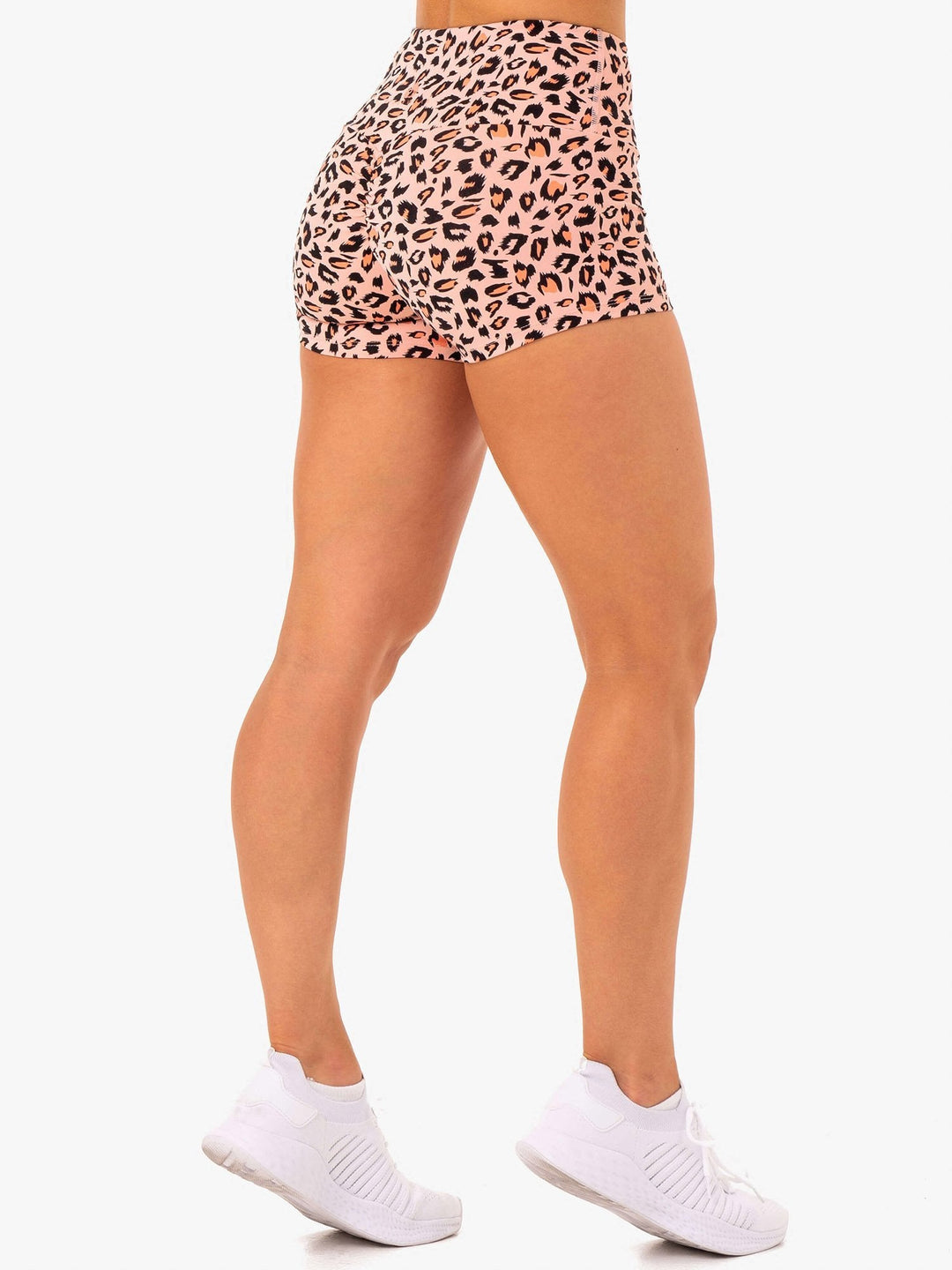 Adapt High Waisted Scrunch Shorts - Peach Leopard Clothing Ryderwear 