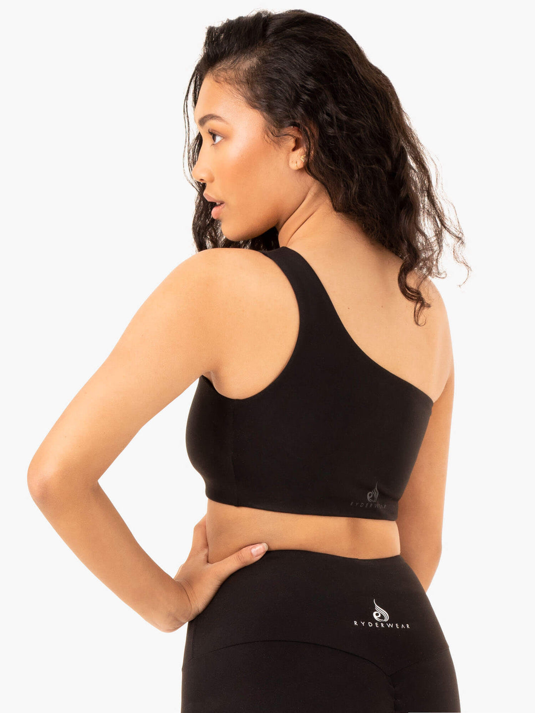 Adapt One Shoulder Sports Bra - Black Clothing Ryderwear 