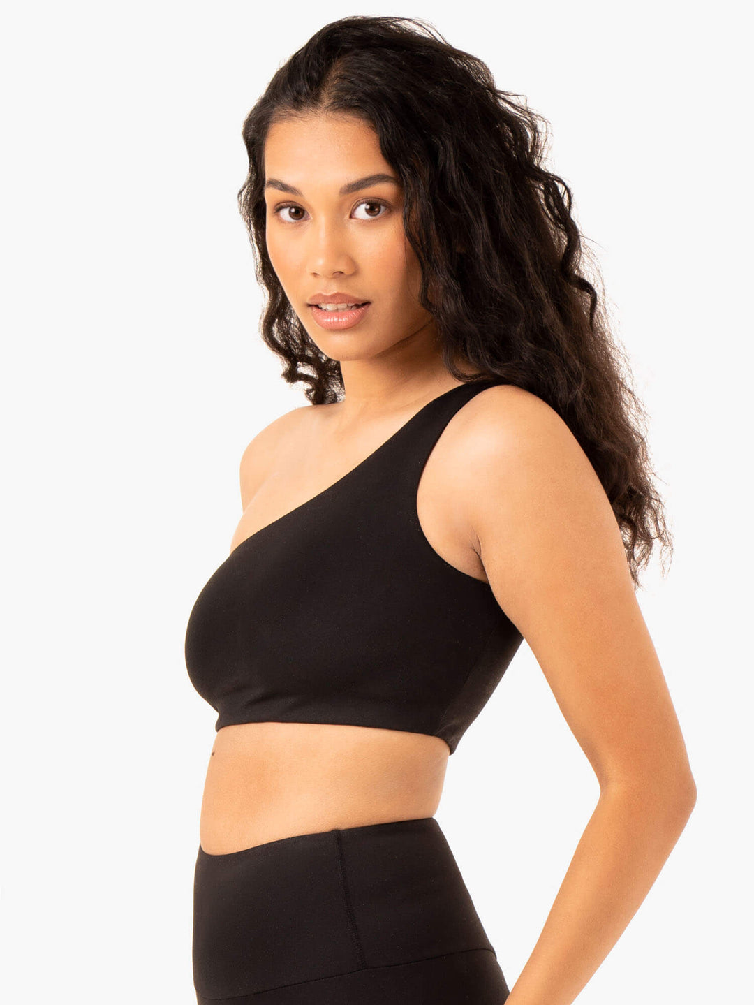 Adapt One Shoulder Sports Bra - Black Clothing Ryderwear 