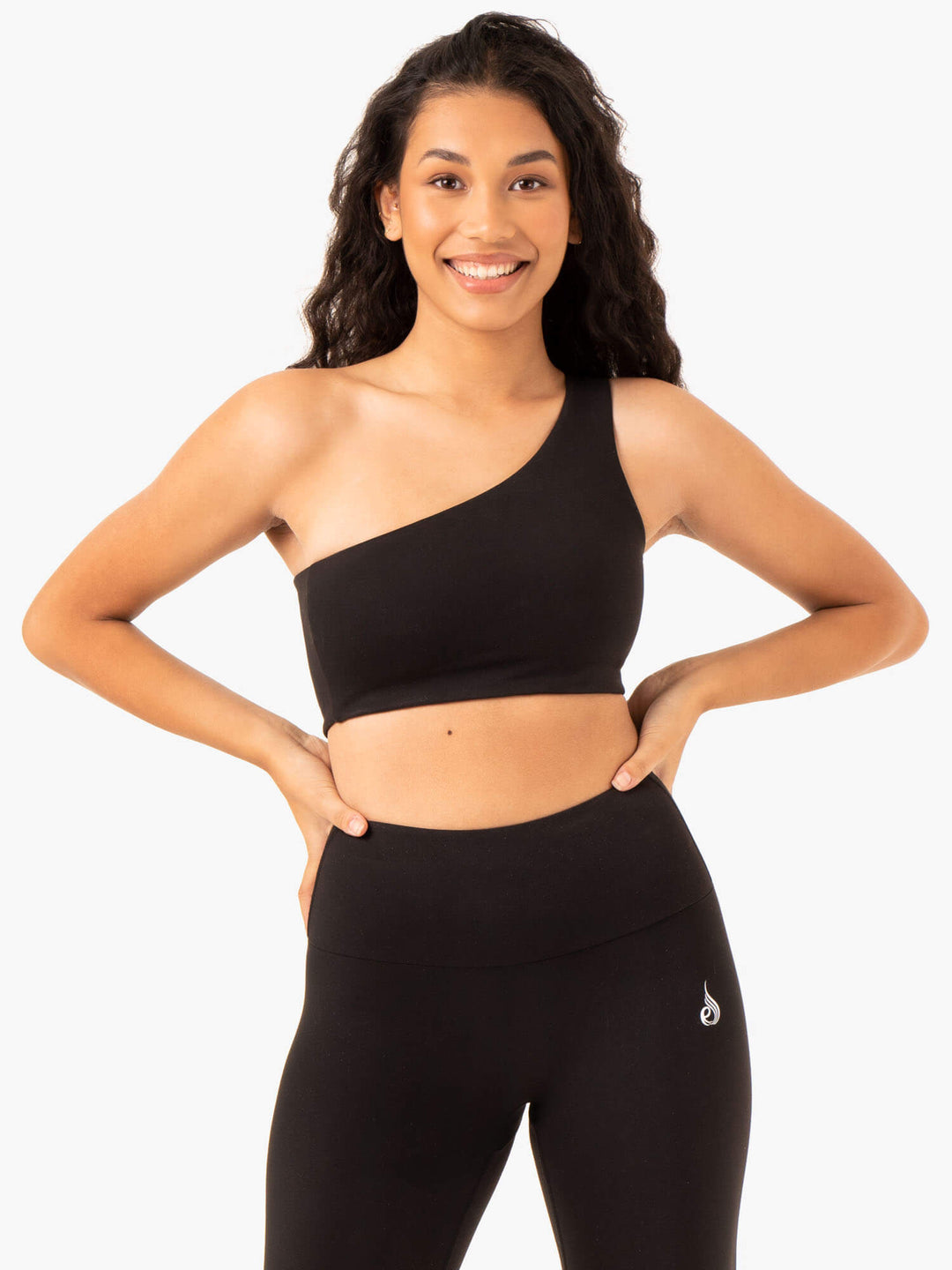 Adapt One Shoulder Sports Bra - Black Clothing Ryderwear 