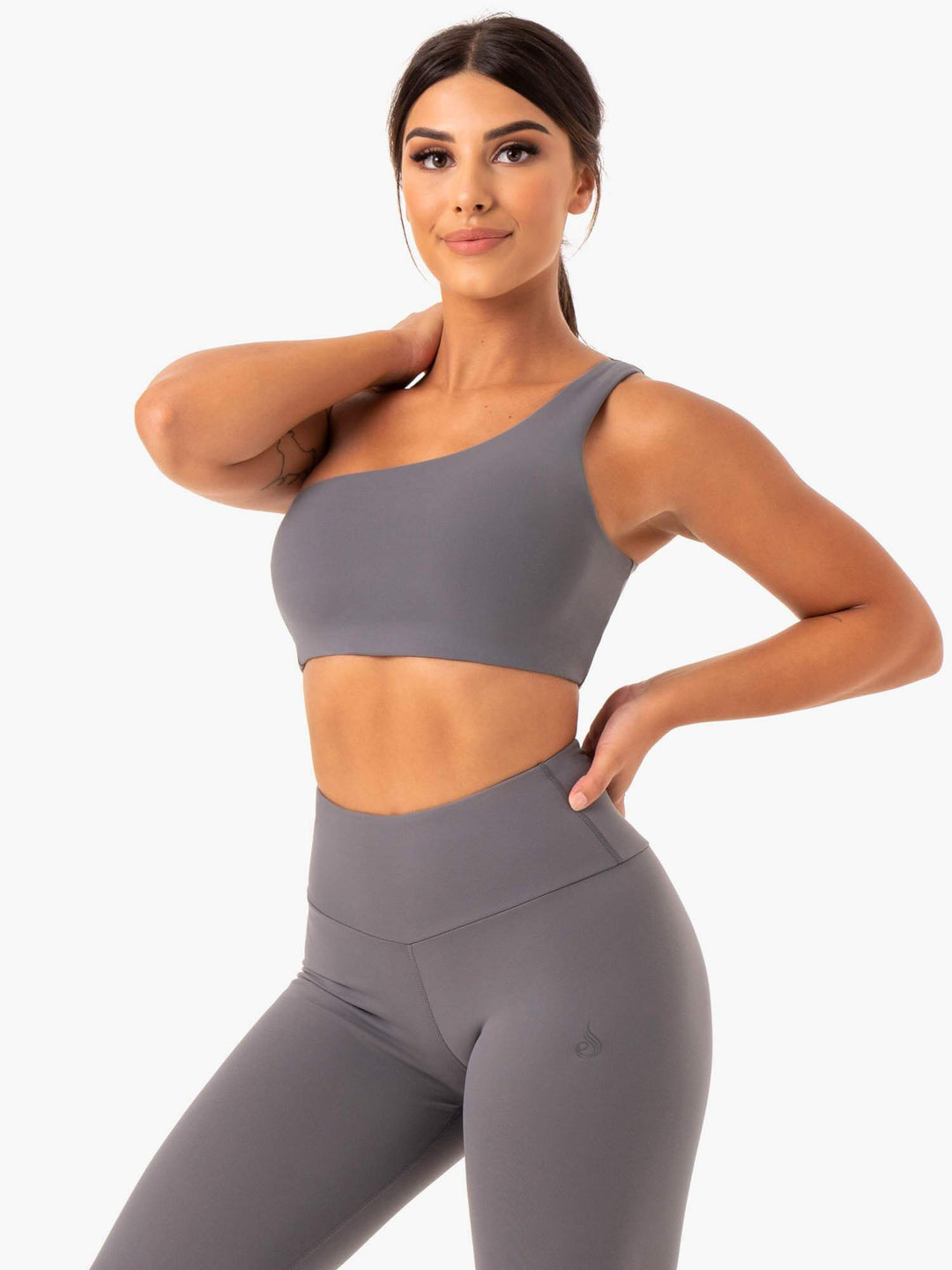 Adapt One Shoulder Sports Bra - Grey Clothing Ryderwear 