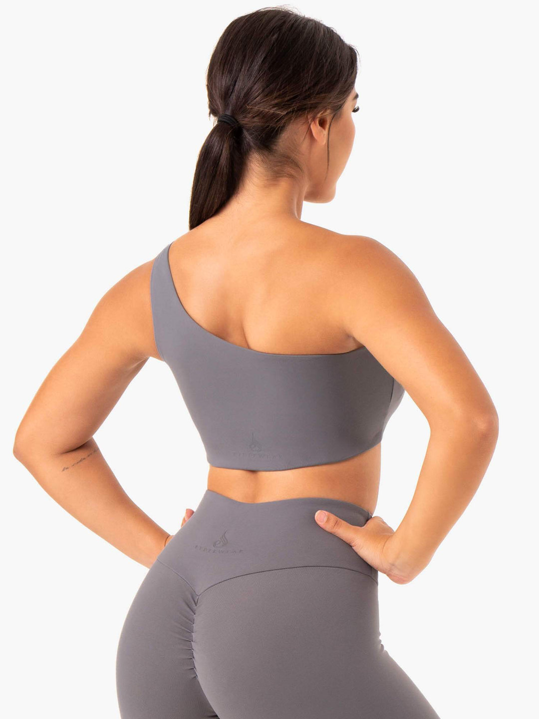 Adapt One Shoulder Sports Bra - Grey Clothing Ryderwear 