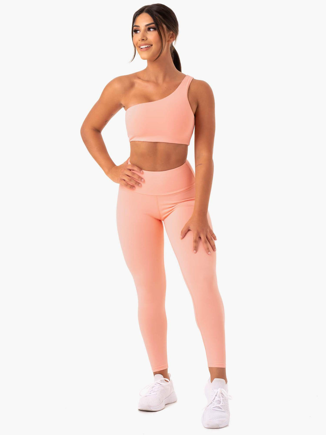 Adapt One Shoulder Sports Bra - Peach Clothing Ryderwear 