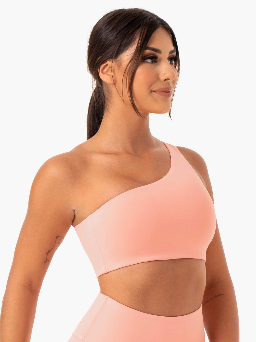 Adapt One Shoulder Sports Bra - Peach Clothing Ryderwear 