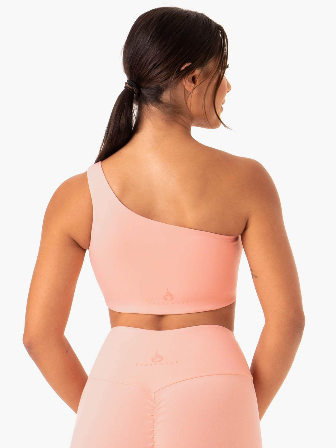 Adapt One Shoulder Sports Bra - Peach Clothing Ryderwear 