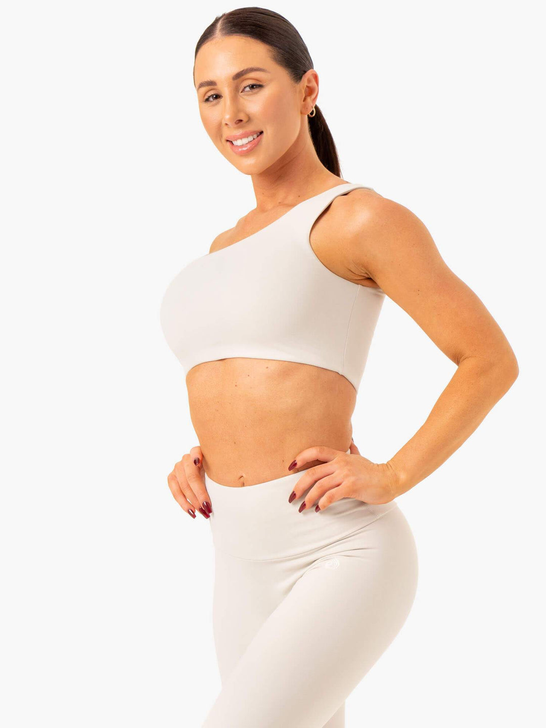 Adapt One Shoulder Sports Bra - Snow Grey Clothing Ryderwear 