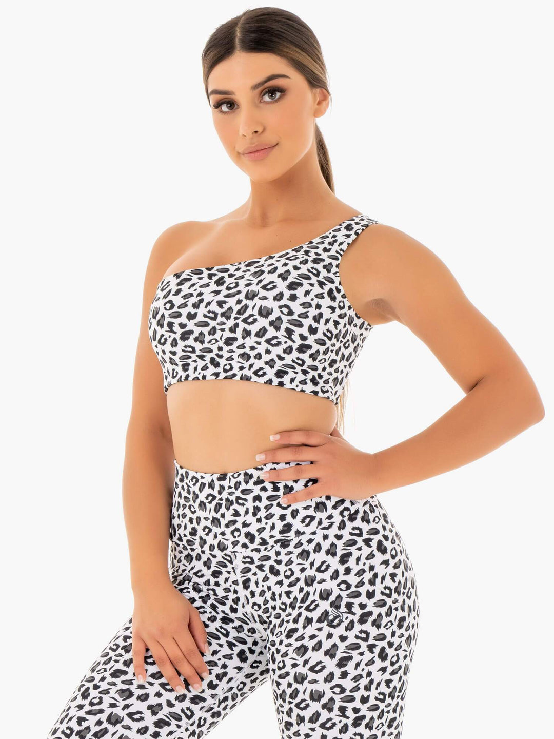 Adapt One Shoulder Sports Bra - Snow Leopard Clothing Ryderwear 