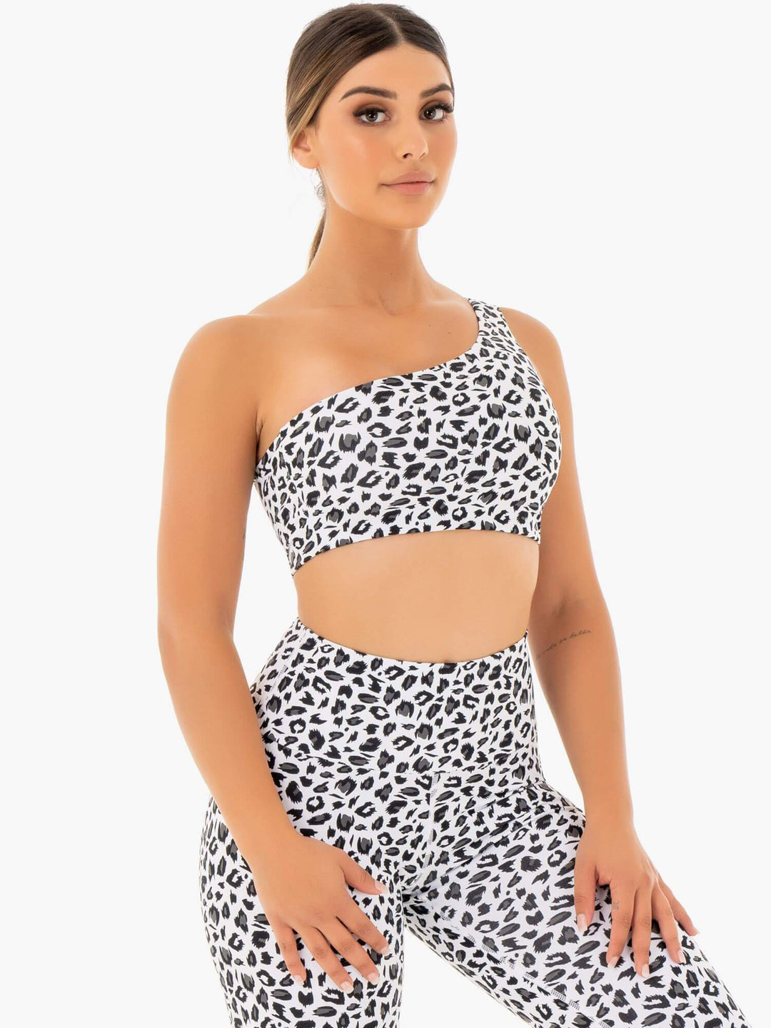 Adapt One Shoulder Sports Bra - Snow Leopard Clothing Ryderwear 