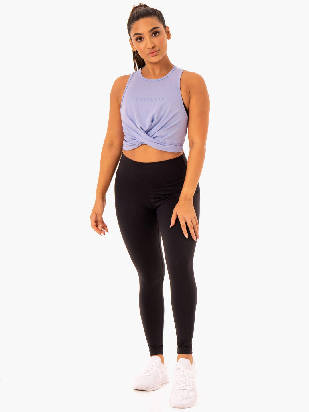 Adapt Twist Cropped Tank - Lavender Clothing Ryderwear 