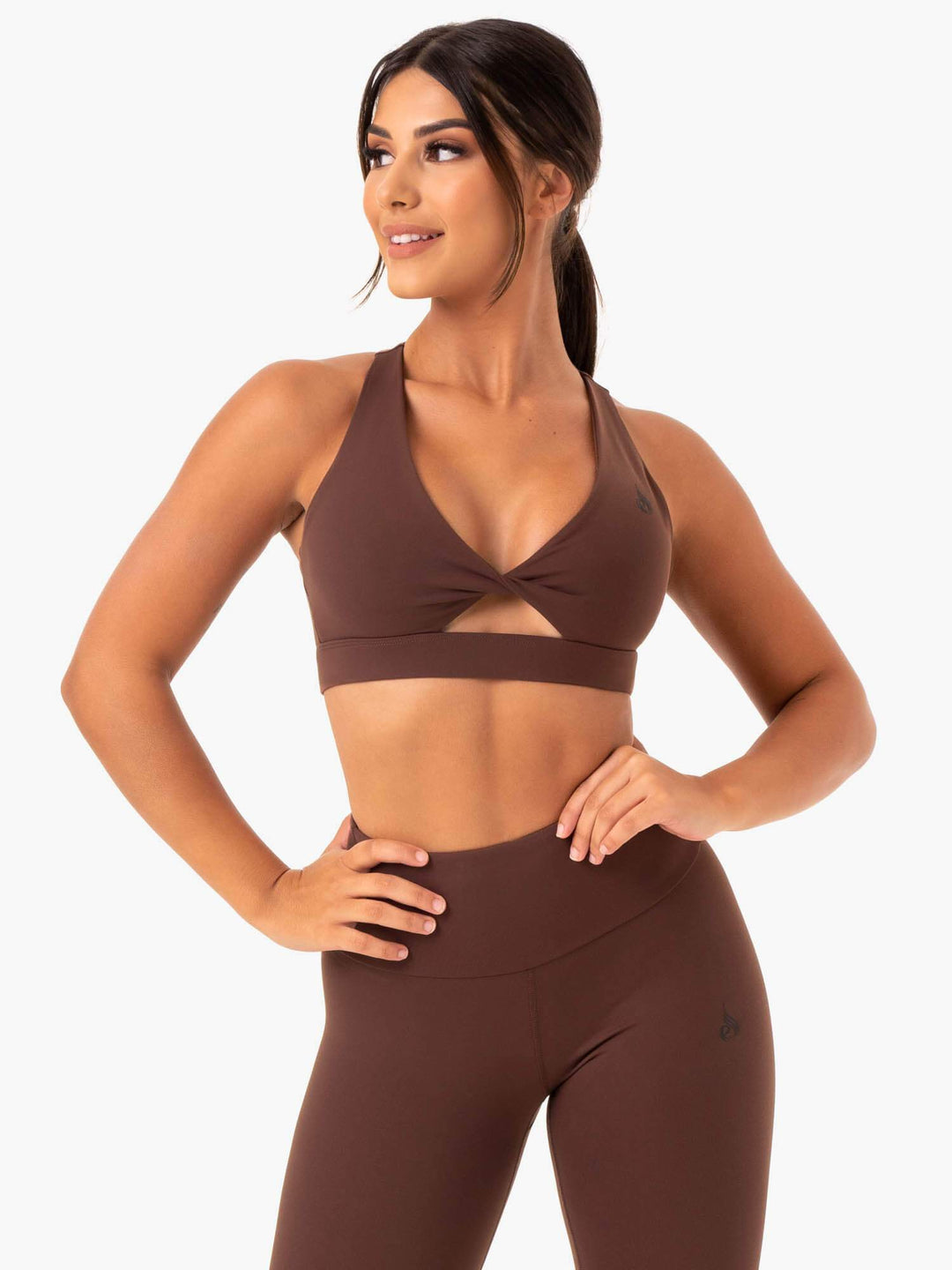 Adapt Twist Sports Bra - Chocolate Clothing Ryderwear 