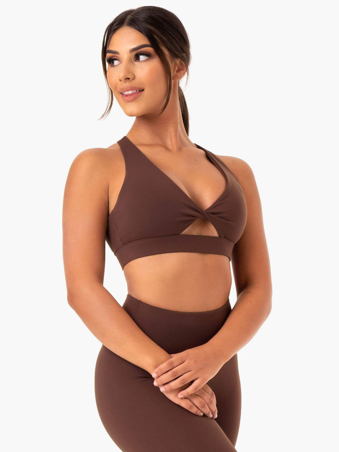 Adapt Twist Sports Bra - Chocolate Clothing Ryderwear 