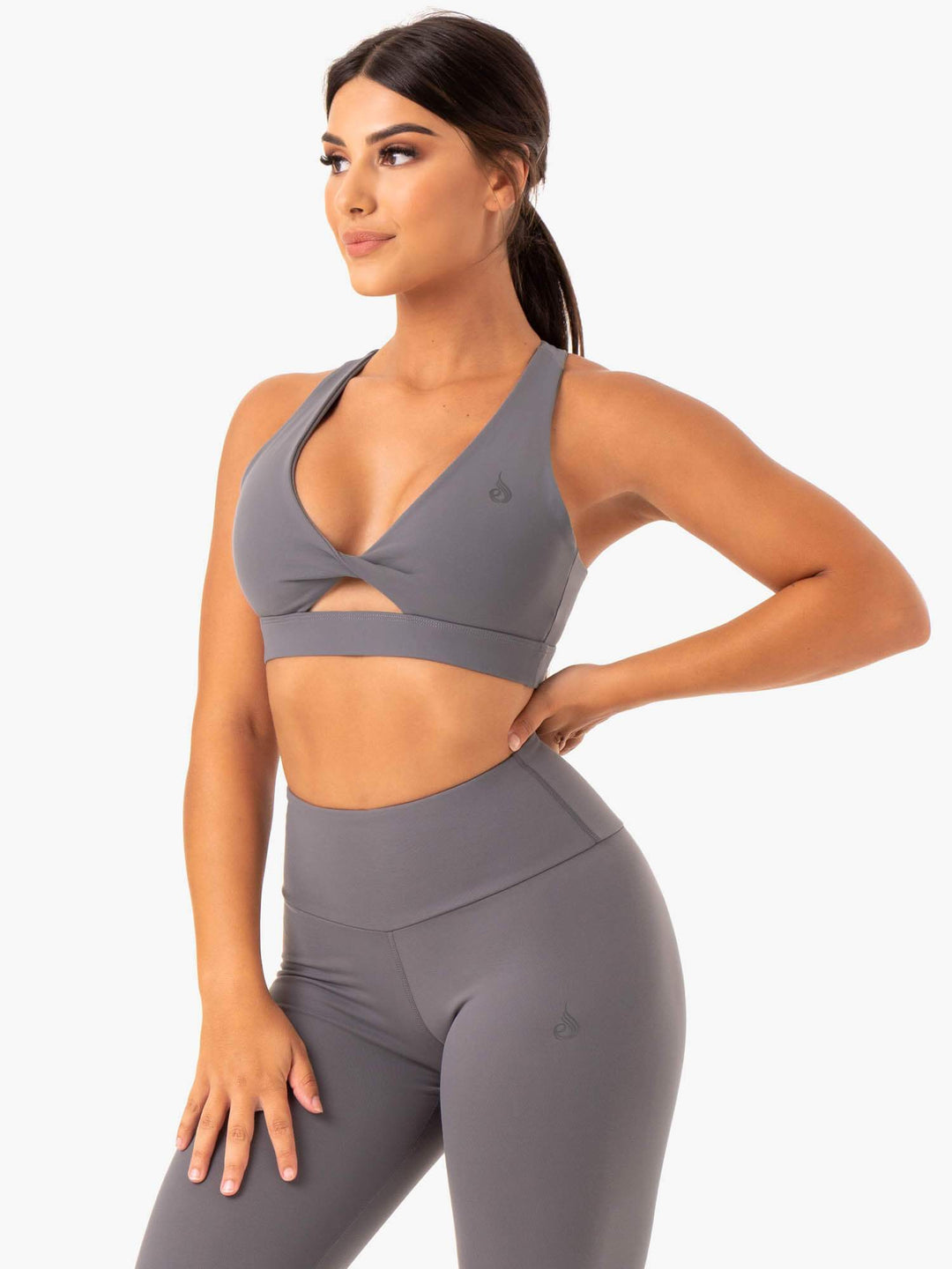 Adapt Twist Sports Bra - Grey Clothing Ryderwear 