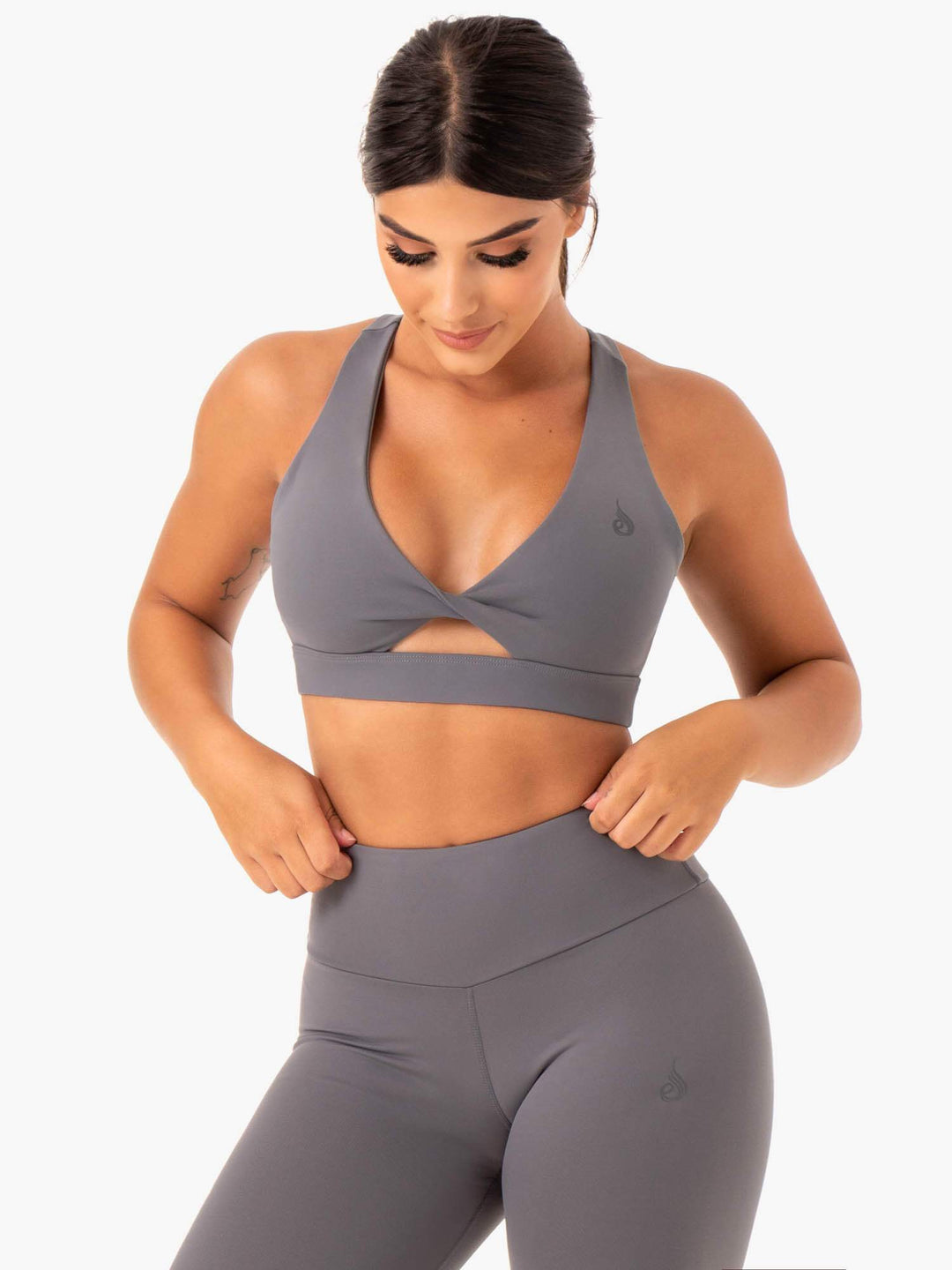 Adapt Twist Sports Bra - Grey Clothing Ryderwear 