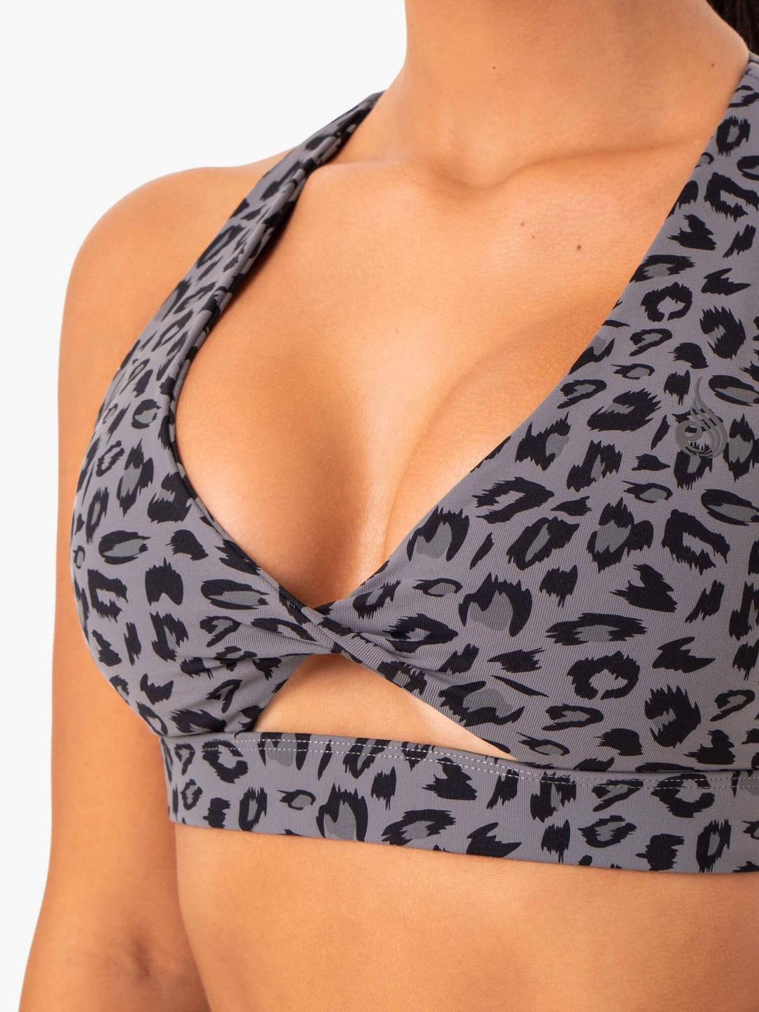 Adapt Twist Sports Bra - Grey Leopard Clothing Ryderwear 