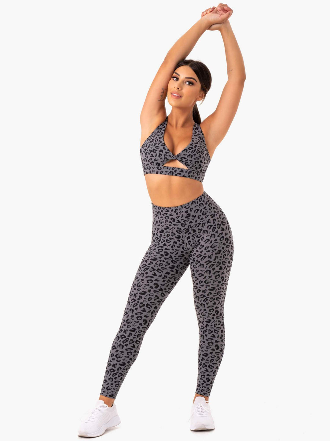 Adapt Twist Sports Bra - Grey Leopard Clothing Ryderwear 