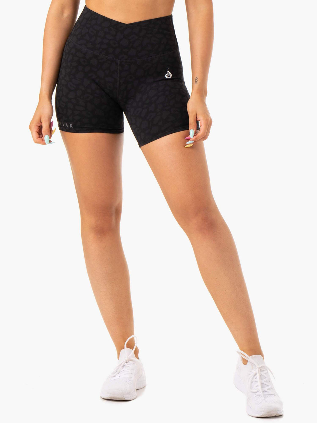 Amazon High Waisted Shorts - Black Leopard Clothing Ryderwear 