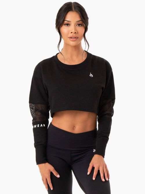 Amazon Mesh Cropped Sweater Black