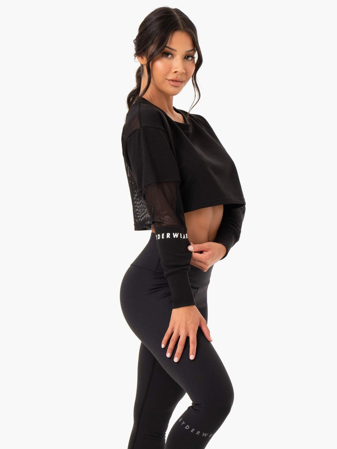 Amazon Mesh Cropped Sweater - Black Clothing Ryderwear 