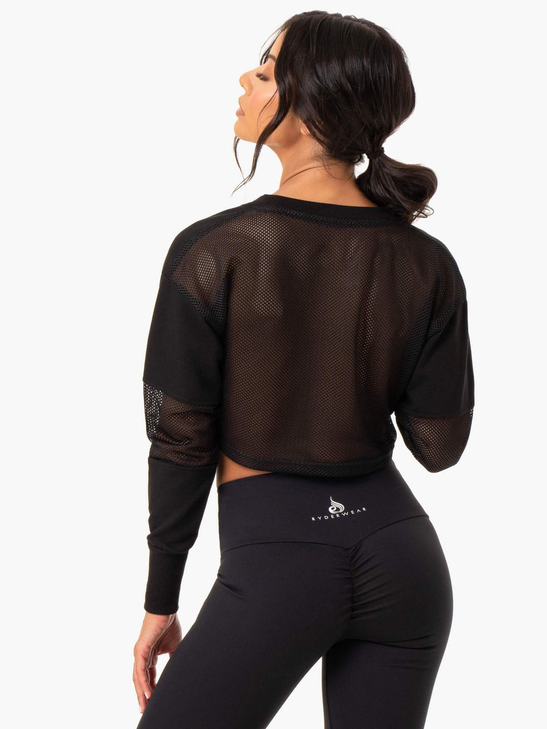 Amazon Mesh Cropped Sweater - Black Clothing Ryderwear 