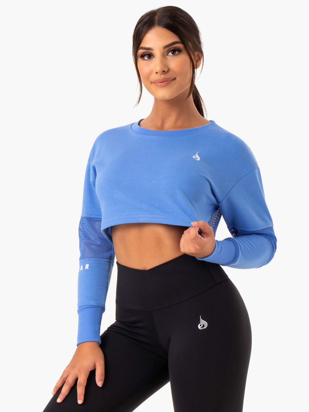 Amazon Mesh Cropped Sweater - Blue Clothing Ryderwear 