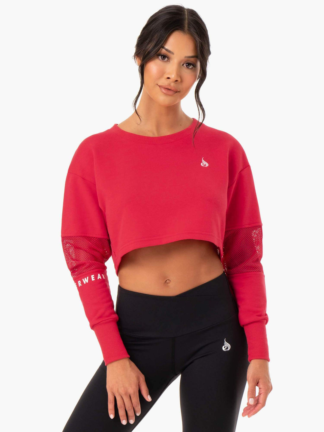 Amazon Mesh Cropped Sweater - Strawberry Red Clothing Ryderwear 