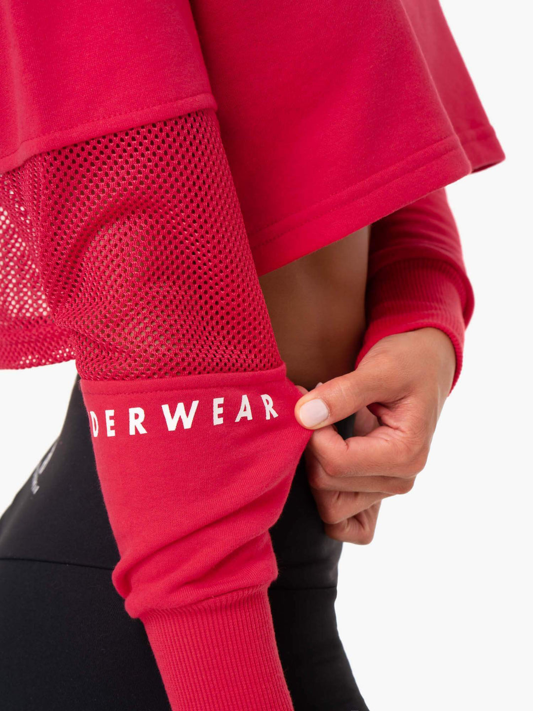 Amazon Mesh Cropped Sweater - Strawberry Red Clothing Ryderwear 