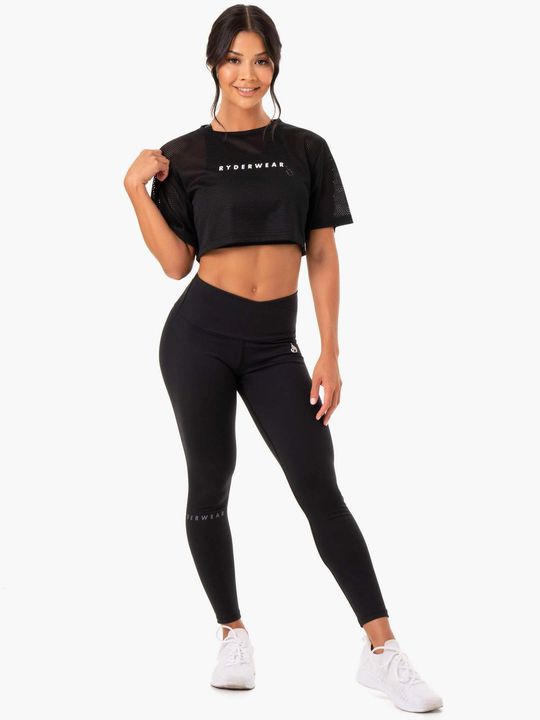 Amazon Mesh Cropped Tee - Black Clothing Ryderwear 