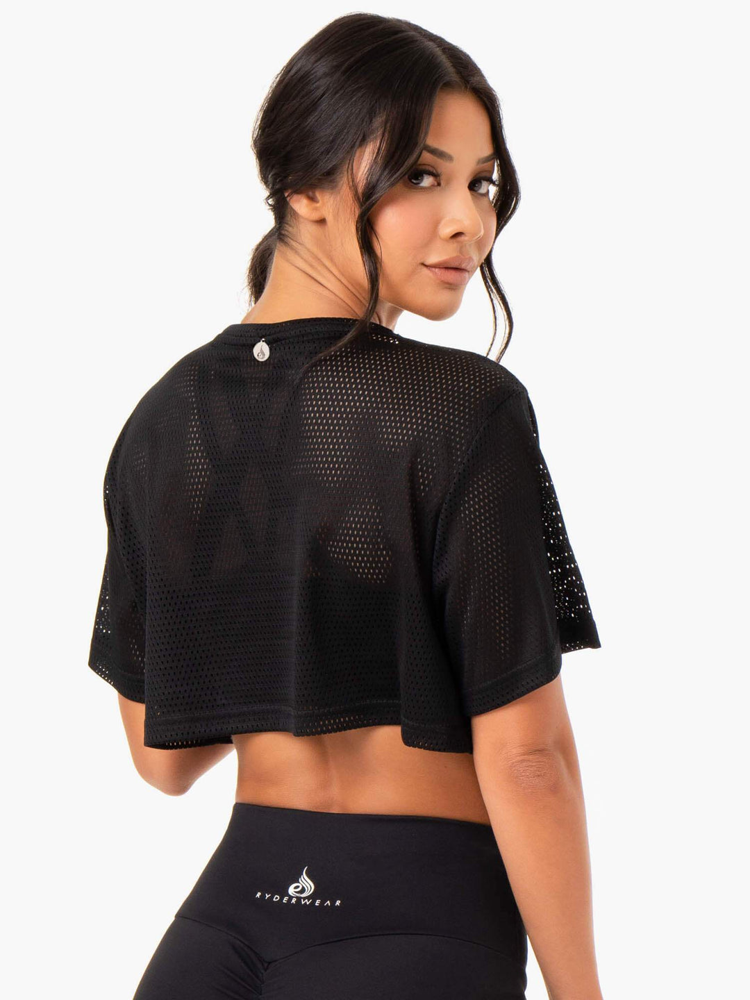 Amazon Mesh Cropped Tee - Black Clothing Ryderwear 