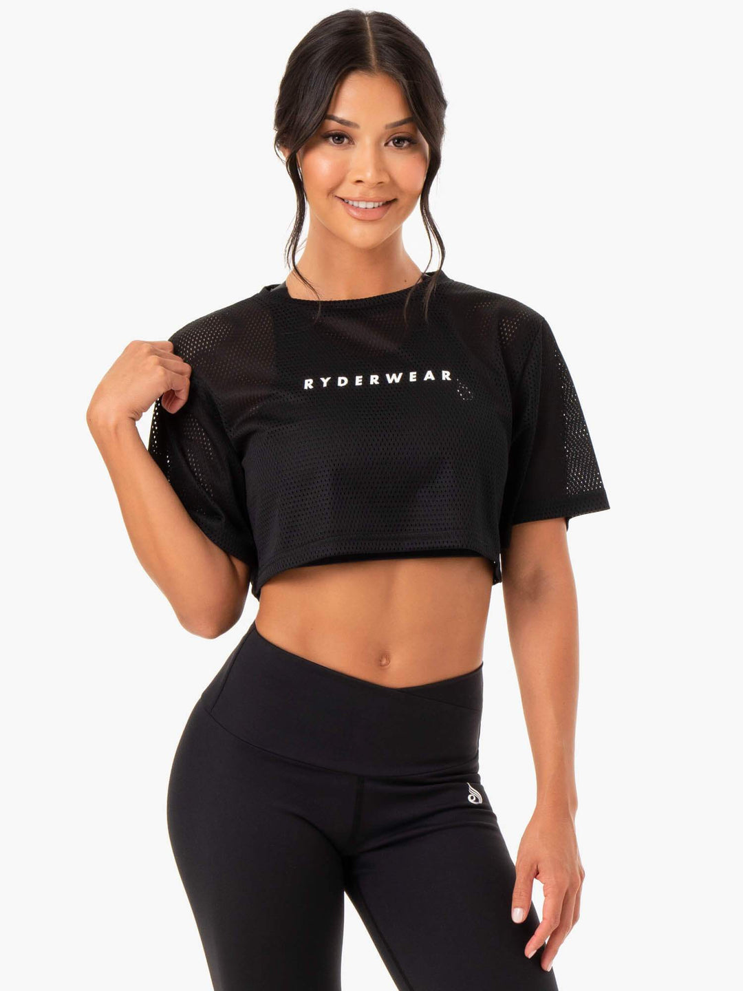 Amazon Mesh Cropped Tee - Black Clothing Ryderwear 