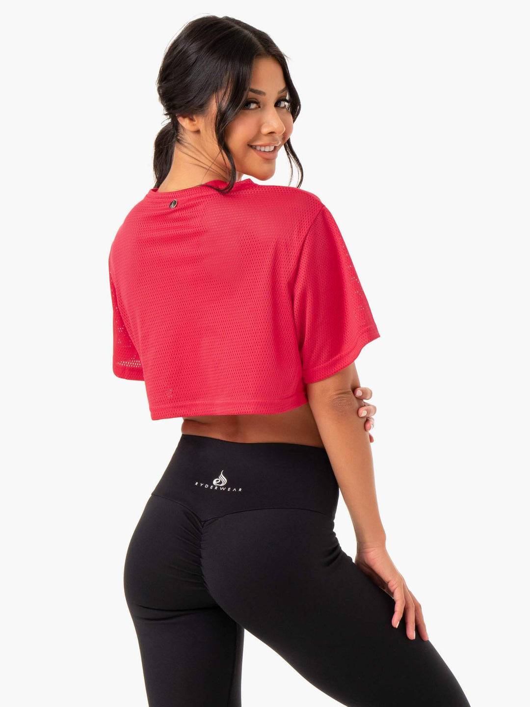 Amazon Mesh Cropped Tee - Strawberry Red Clothing Ryderwear 