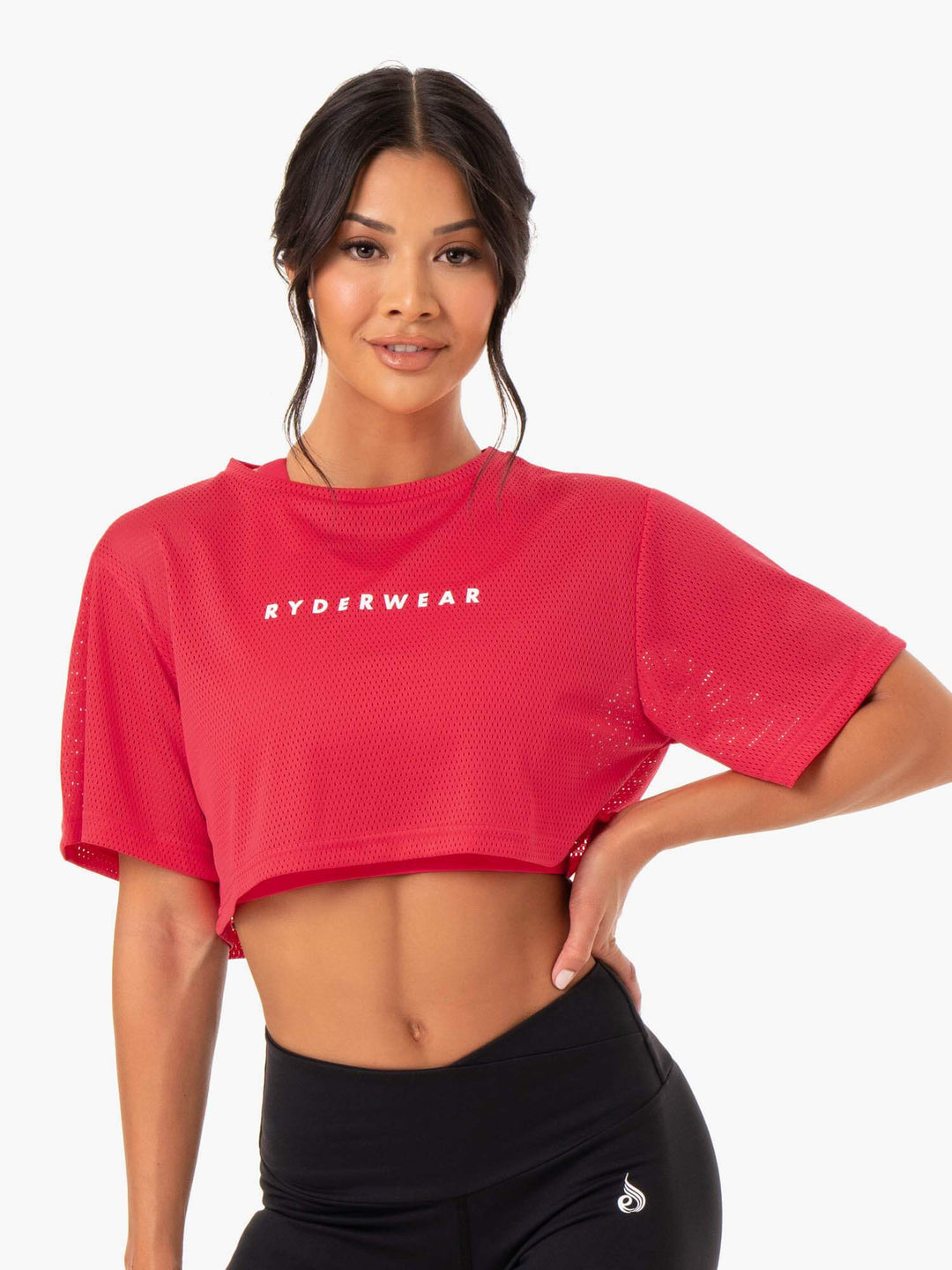 Amazon Mesh Cropped Tee - Strawberry Red Clothing Ryderwear 