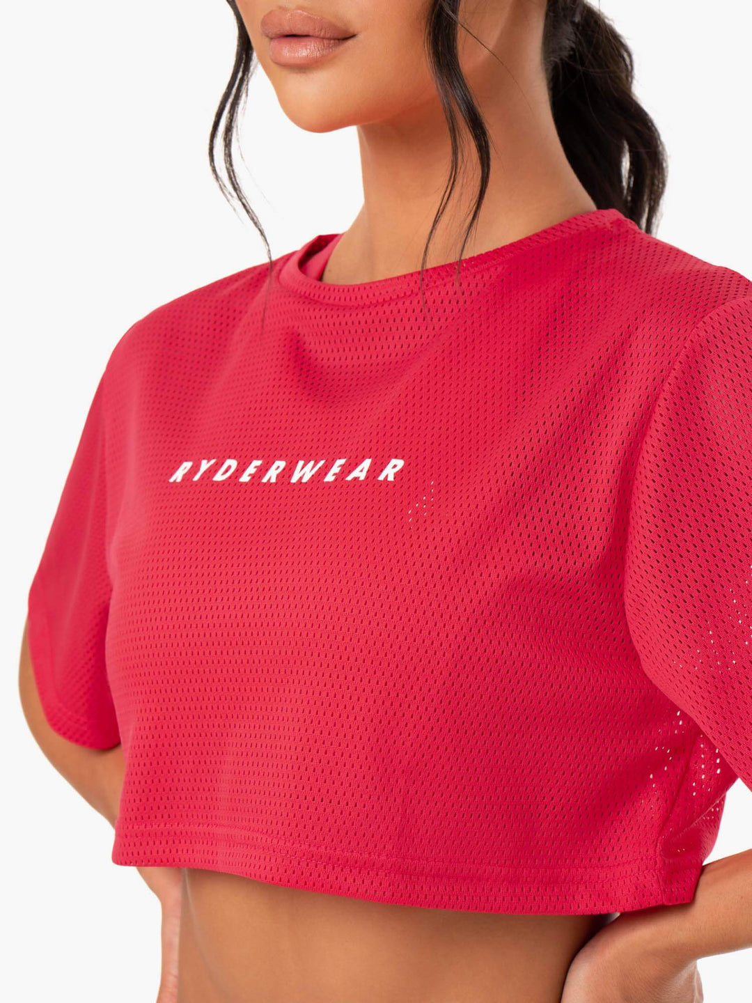 Amazon Mesh Cropped Tee - Strawberry Red Clothing Ryderwear 