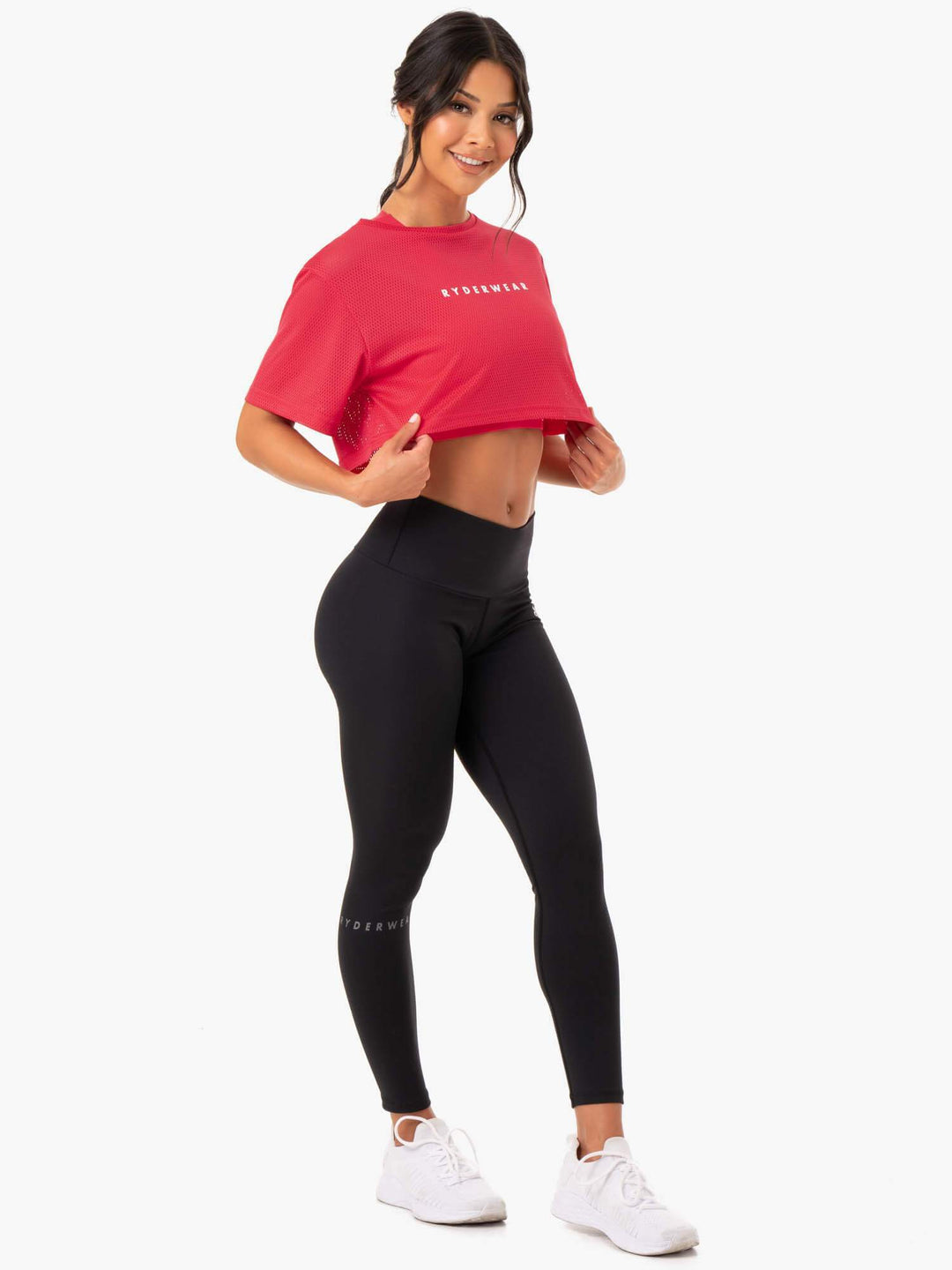 Amazon Mesh Cropped Tee - Strawberry Red Clothing Ryderwear 