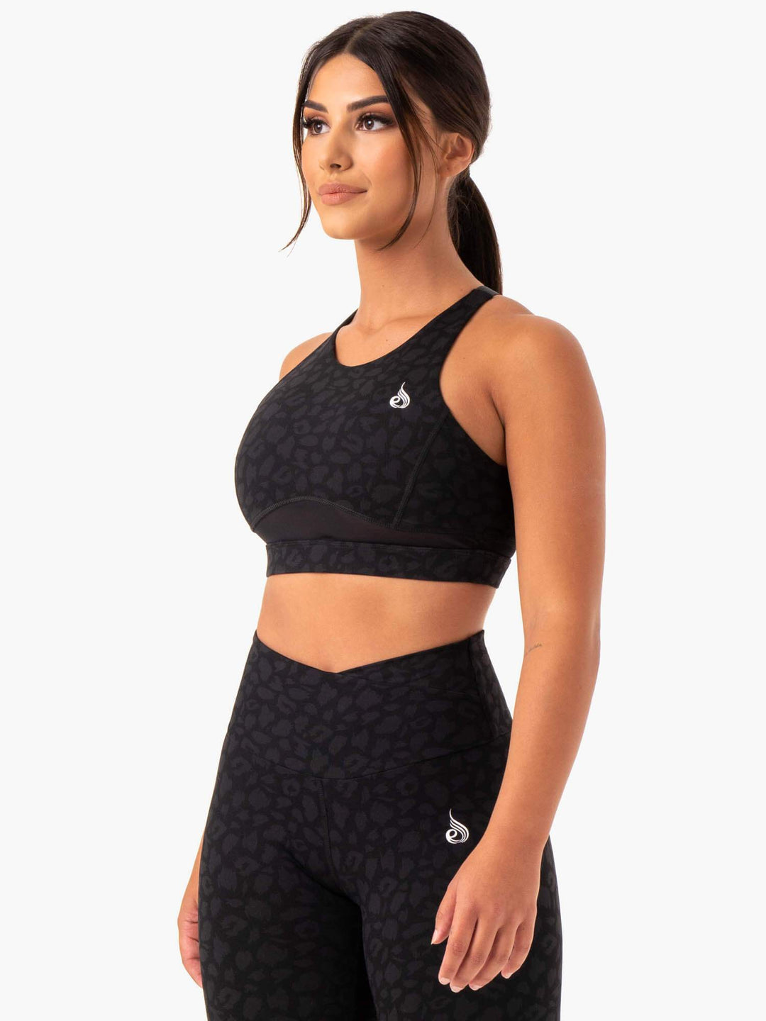 Amazon Mesh Sports Bra - Black Leopard Clothing Ryderwear 